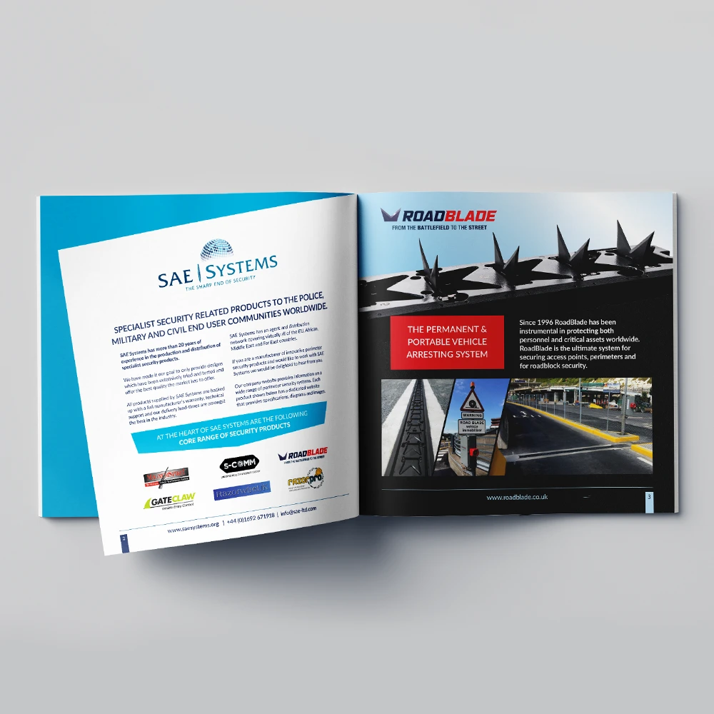 SAE Systems square format brochure design