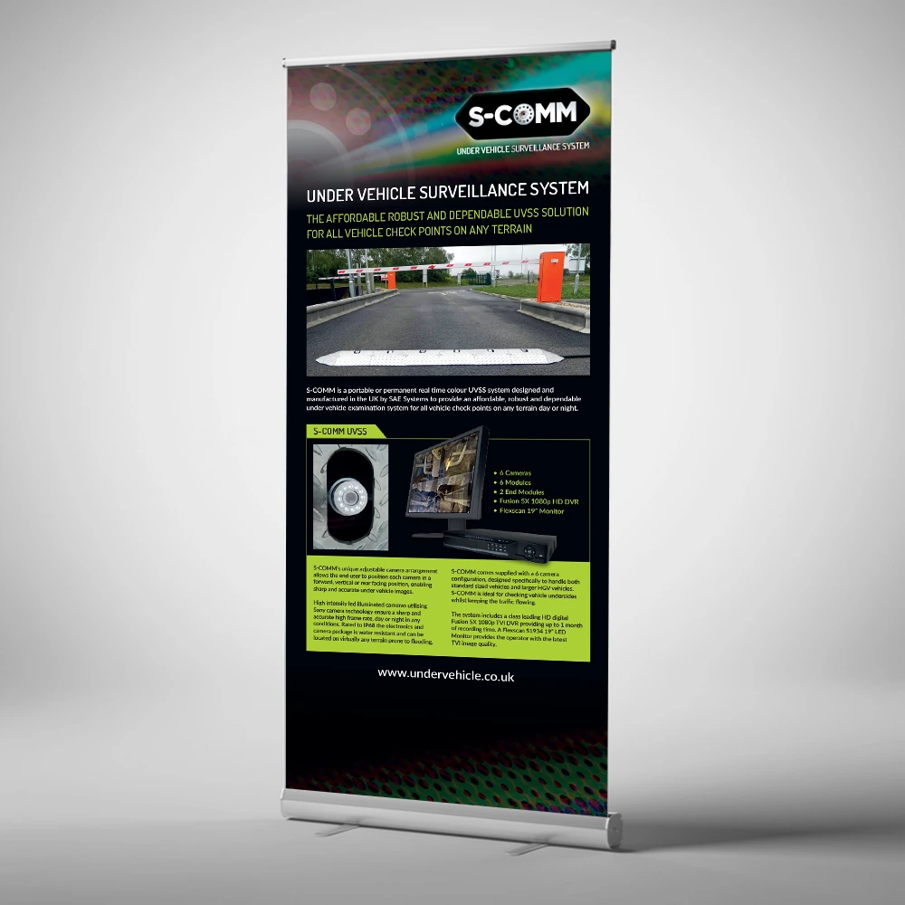 SAE Systems - S-COMM Under Vehicle Surveillance System - Branding and Roller Banner Design